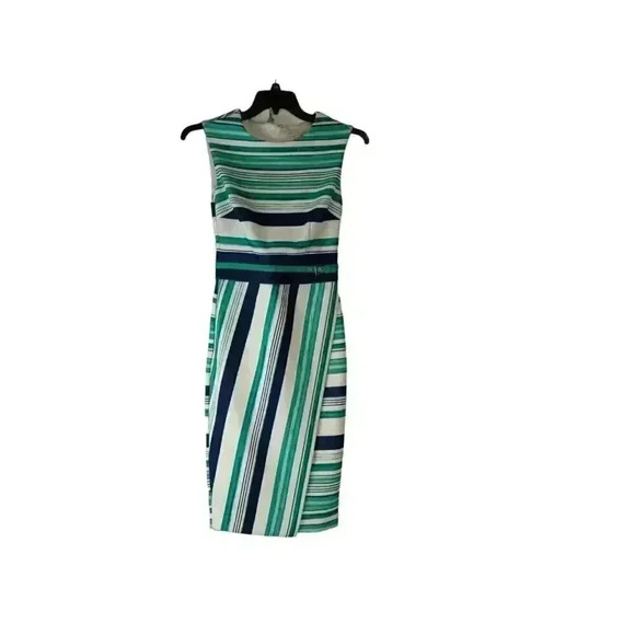 Eva Mendes Dresses & Skirts - Eva Mendes Career Work Dress Blue Green White Striped Size XS